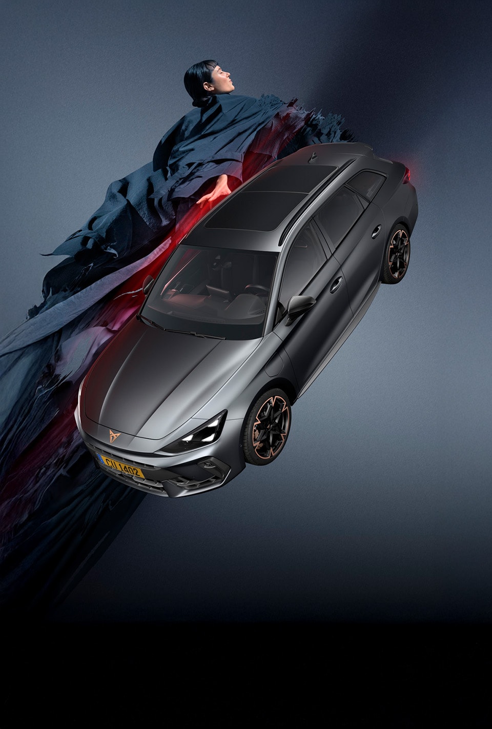 Cupra Leon Sportstourer en suspension.