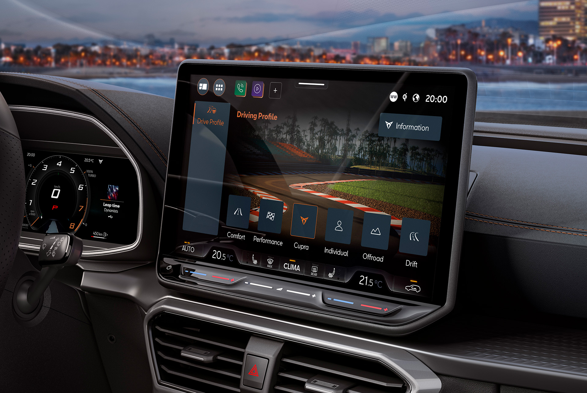 Vue du tableau de bord du CUPRA Formentor 2025 et de la ligne d’horizon.