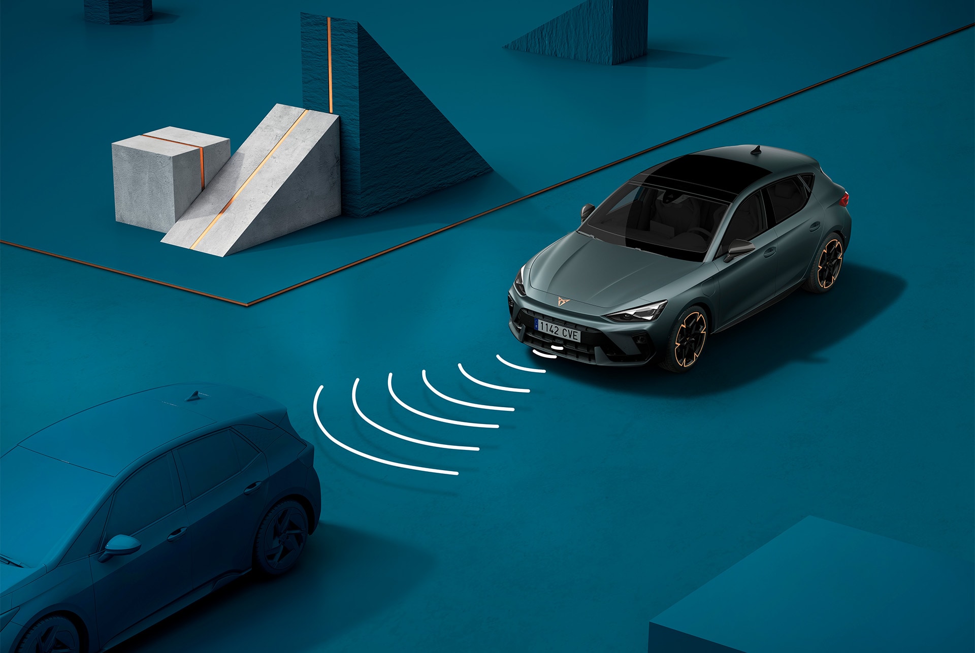 Exemple visuel du fonctionnement du régulateur de vitesse prédictif dans la CUPRA Leon.